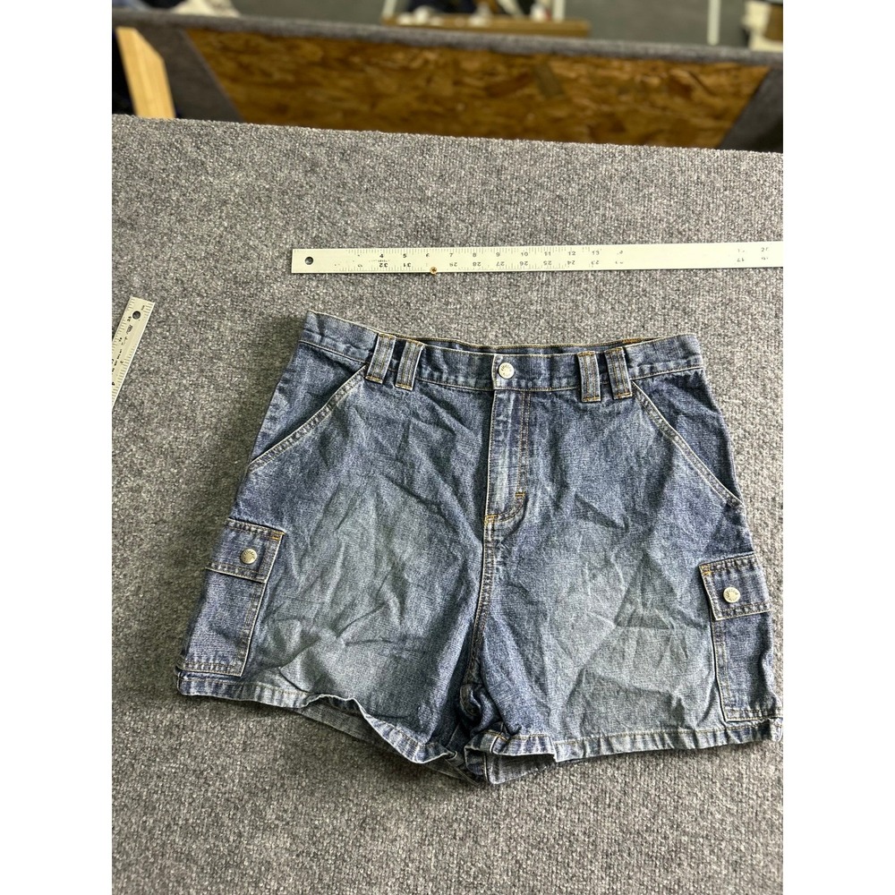 Riveted By Lee Shorts Womens Size 12M Blue Ramie Cotton Cargo High Waisted Denim